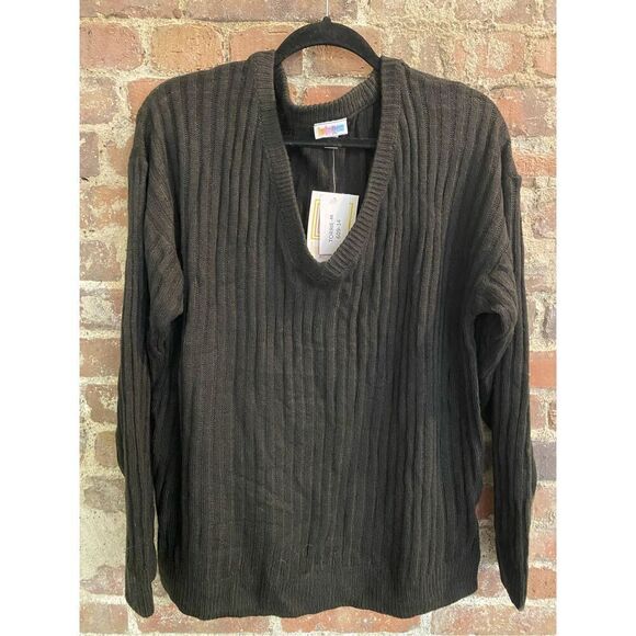 LuLaRoe Black Ribbed Knit V Neck Sweater Women’s Size Medium NWT - Picture 1 of 4
